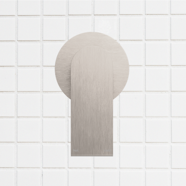 Nero Bianca Shower Mixer with 80mm Round Plate Brushed Nickel