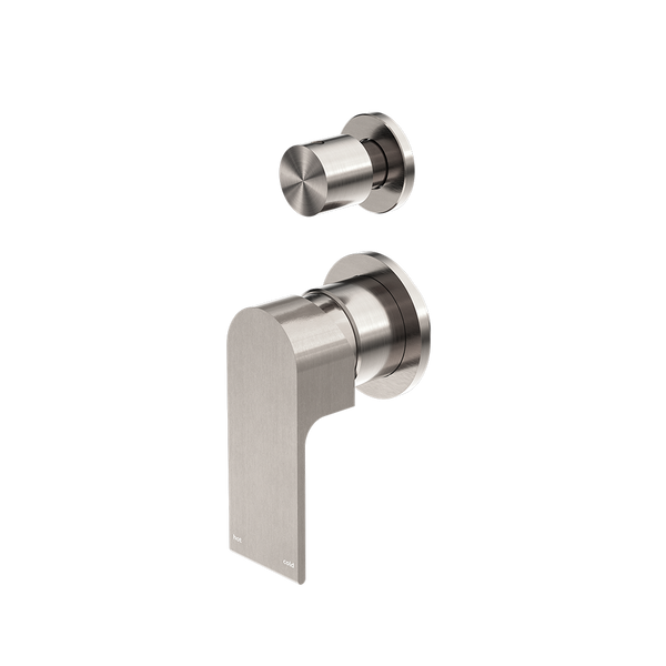 Nero Bianca Shower Mixer with Divertor Separate Back Plate Brushed Nickel