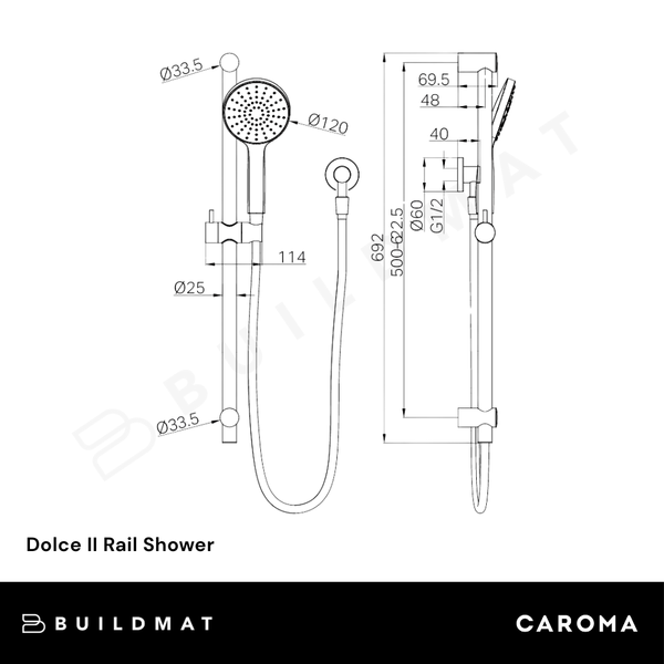 Nero Dolce II Rail Shower Chrome