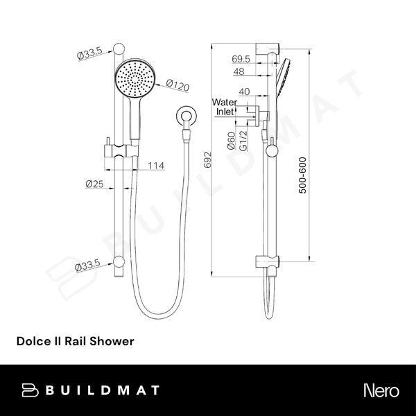 Nero Dolce II Rail Shower Matte Black