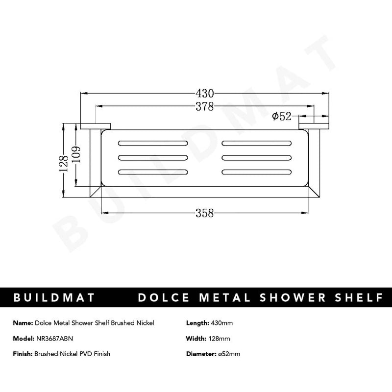 Dolce Metal Shower Shelf Brushed Nickel