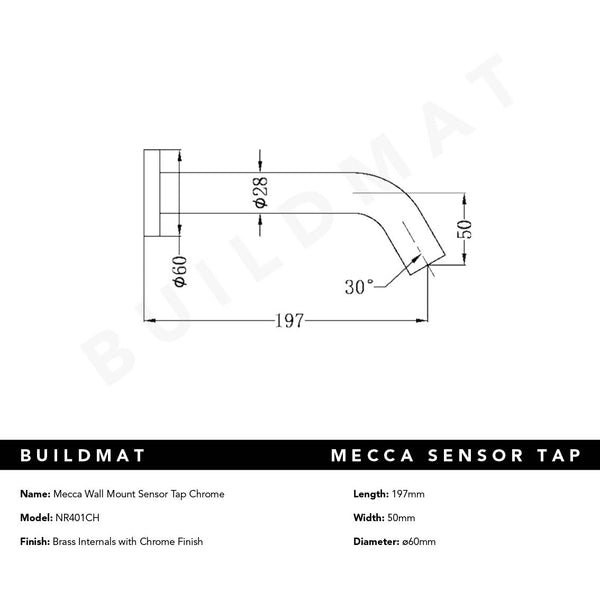 Nero Mecca Wall Mount Sensor Tap Chrome