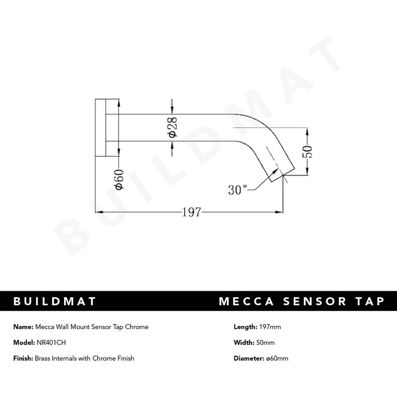 Mecca Wall Mount Sensor Tap Chrome