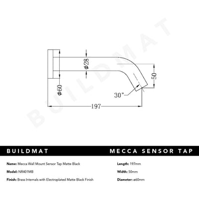 Mecca Wall Mount Sensor Tap Matte Black