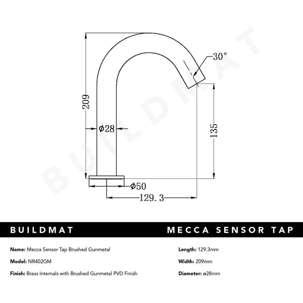 Nero Mecca Sensor Tap Brushed Gunmetal