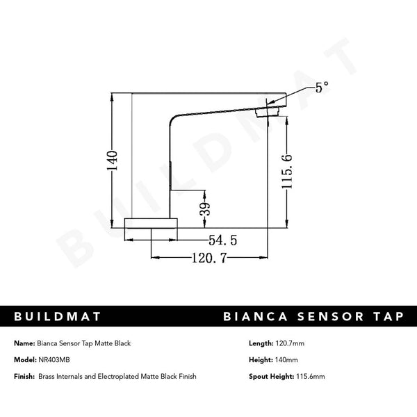 Nero Bianca Sensor Tap Matte Black