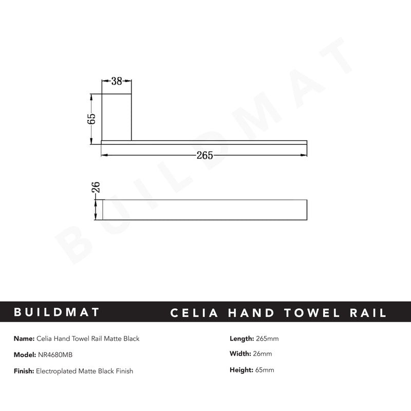 Celia Hand Towel Rail Matte Black