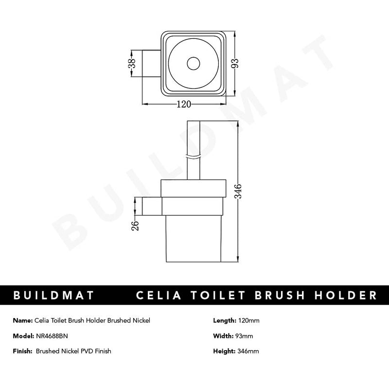 Celia Toilet Brush Holder Brushed Nickel
