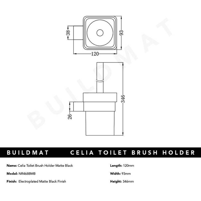 Celia Toilet Brush Holder Matte Black