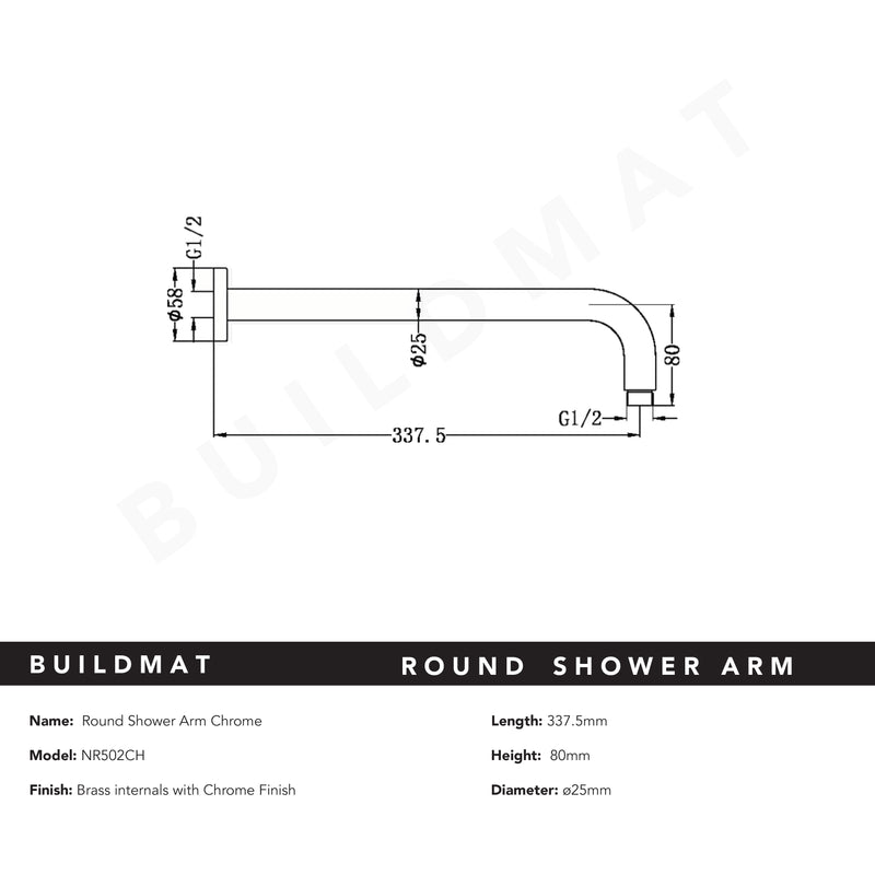 Round Shower Arm Chrome