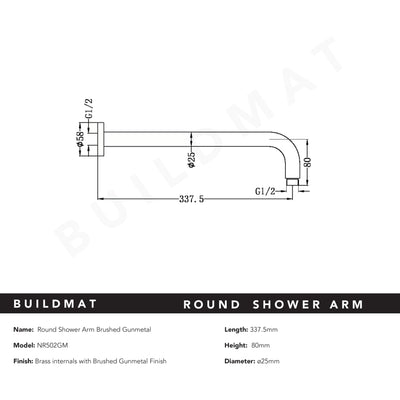 Round Shower Arm Gunmetal