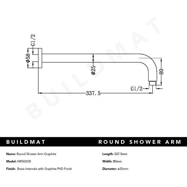 Nero Round Shower Arm Graphite