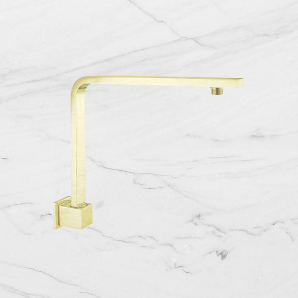 Nero Square Swivel Shower Arm Brushed Gold