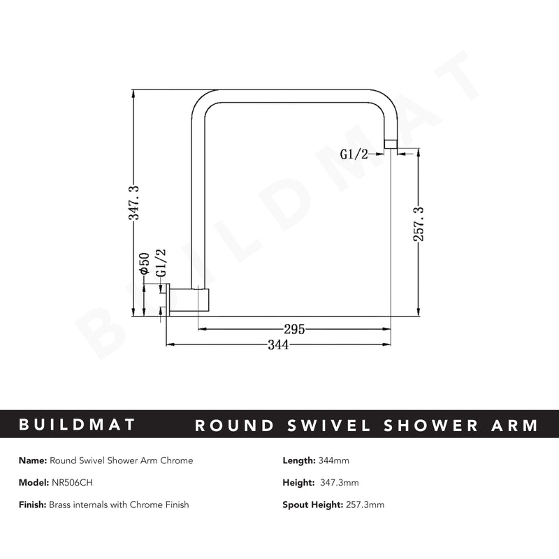 Round Swivel Shower Arm Chrome