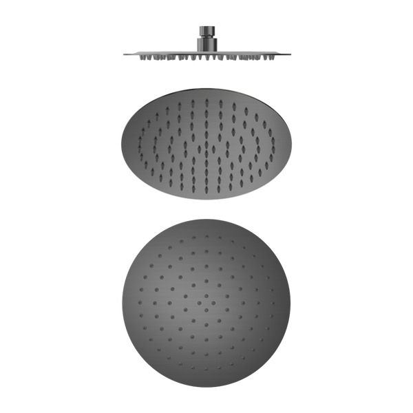Nero 250mm Round Stainless Steel Shower Head 4 Star Rating Brushed Gunmetal