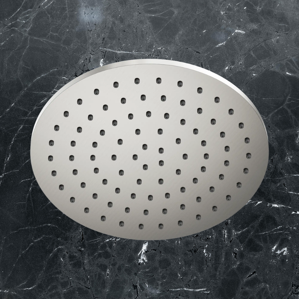 Nero 250mm Round Metal Shower Head II Brushed Nickel