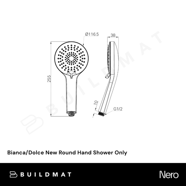 Nero Bianca/Dolce New Round Hand Shower Only Matte Black