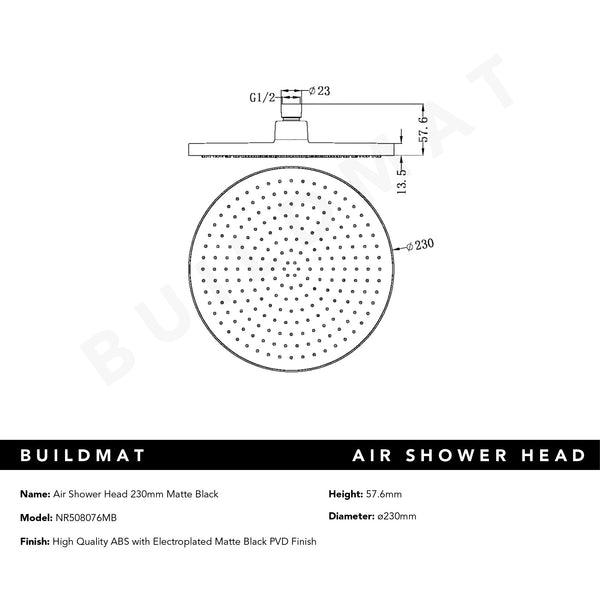 Nero Air Shower Head Matte Black