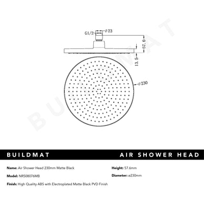 Air Shower Head Matte Black