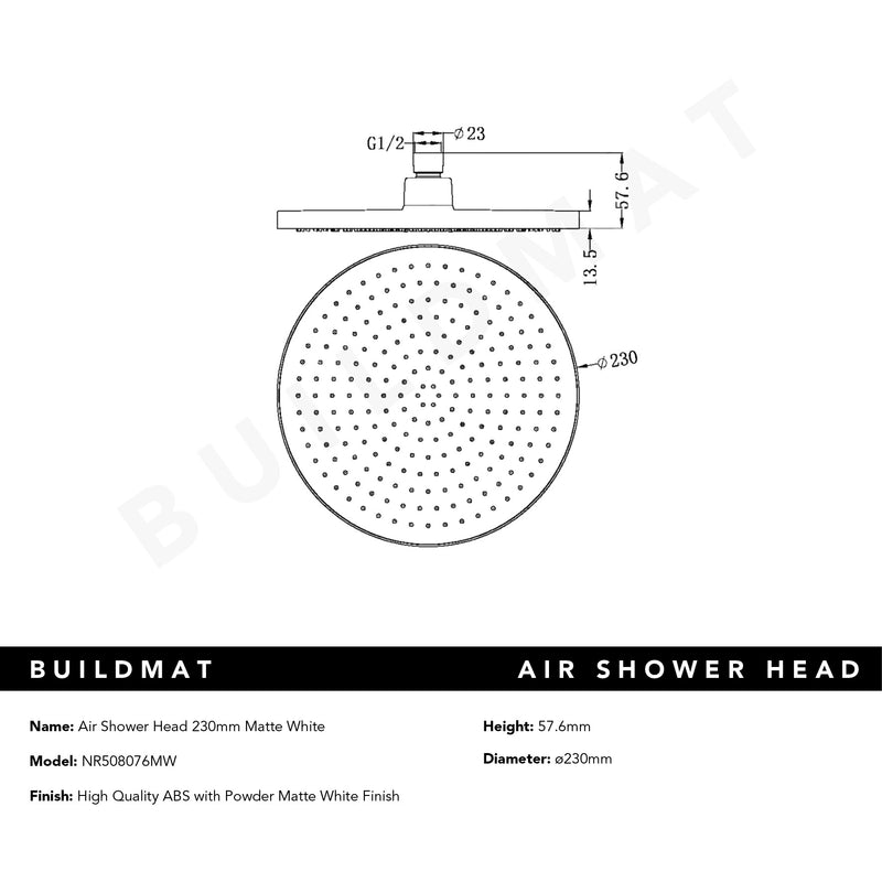 Air Shower Head Matte White