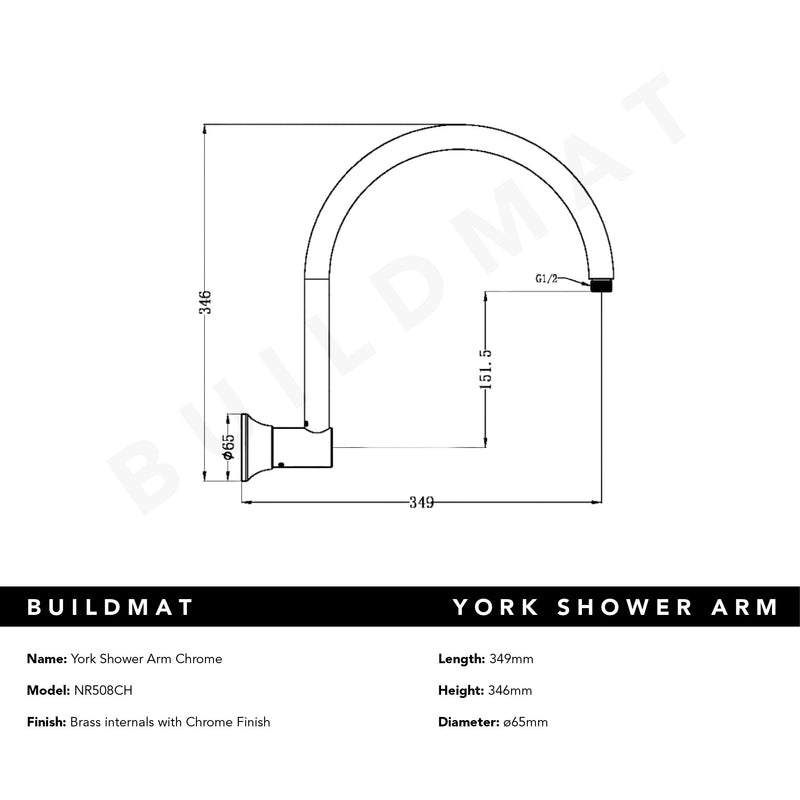 York Shower Arm Chrome