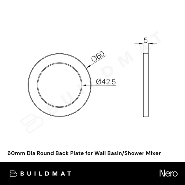 Nero 60mm Dia Round Back Plate for Wall Basin/Shower Mixer Brushed Gold
