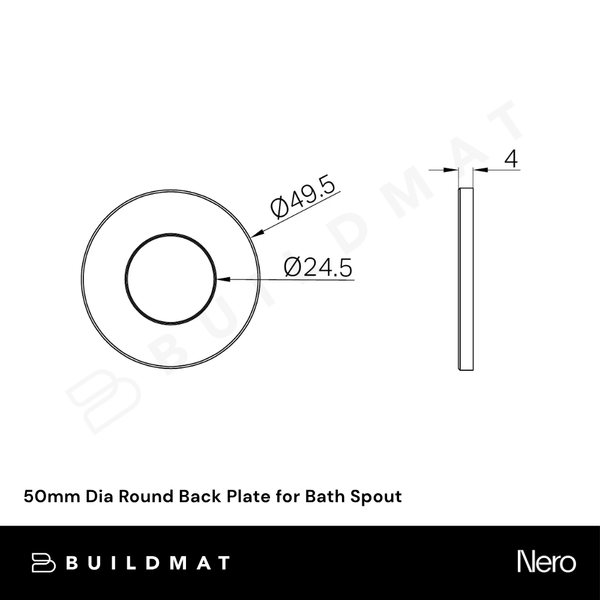 Nero 50mm Dia Round Back Plate for Bath Spout Brushed Gold