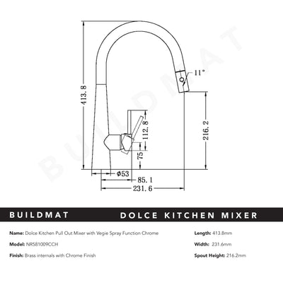 Dolce Pull-Out Sink Mixer with Veggie Spray Function Chrome