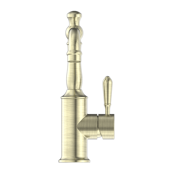 Nero York Basin Mixer with Metal Lever Aged Brass