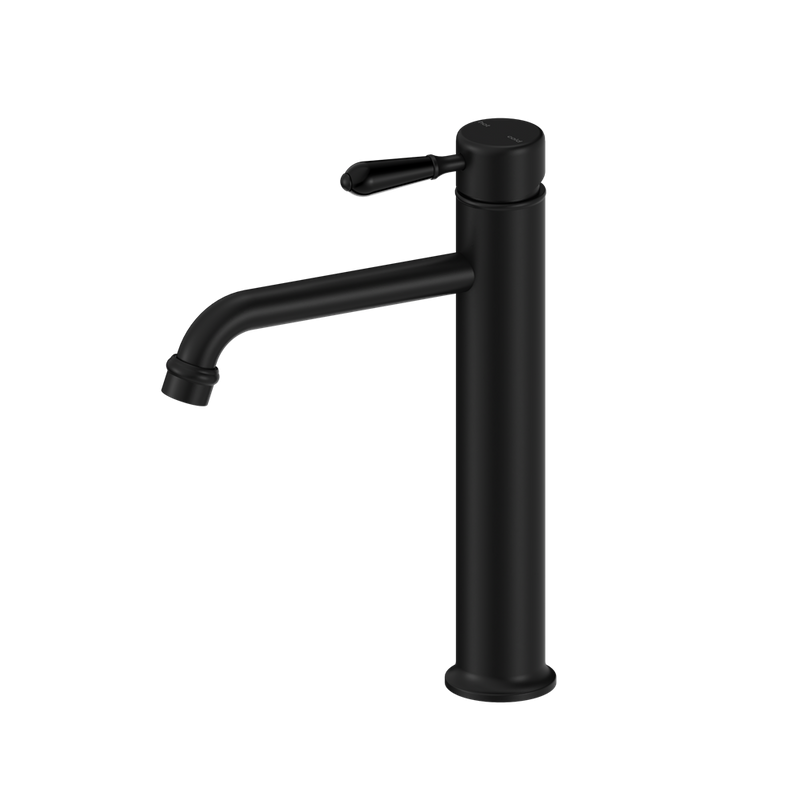 York Straight Tall Basin Mixer with Metal Lever Matte Black