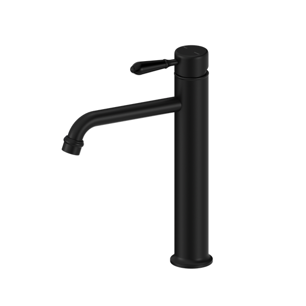 Nero York Straight Tall Basin Mixer with Metal Lever Matte Black