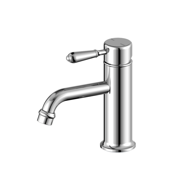 Nero York Straight Basin Mixer With Metal Lever Chrome