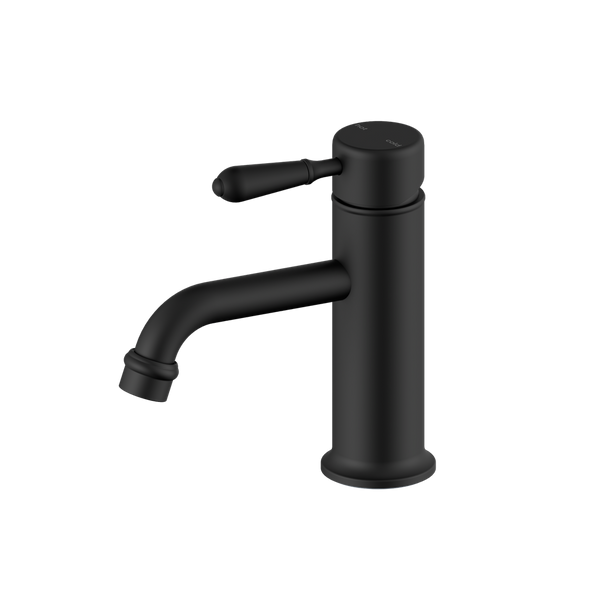 Nero York Straight Basin Mixer With Metal Lever Matte Black