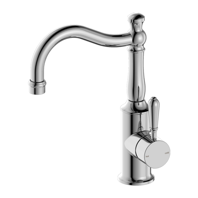 York Basin Mixer Hook Spout with Metal Lever Chrome