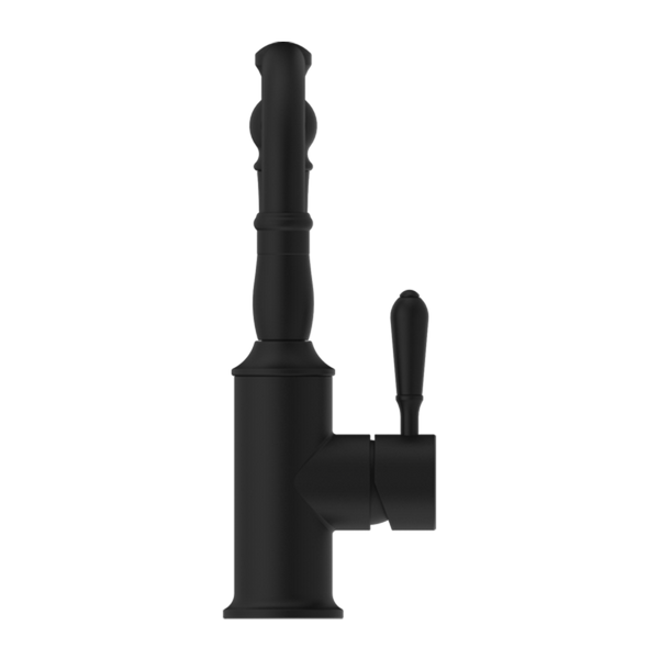 Nero York Basin Mixer Hook Spout with Metal Lever Matte Black