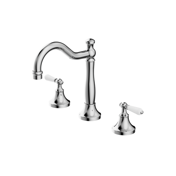 Nero York Basin Set With White Porcelain Lever Chrome