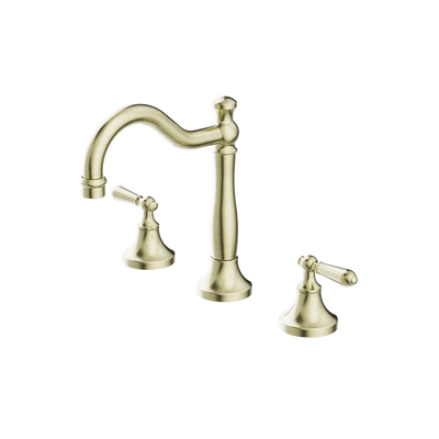 Nero York Basin Set With Metal Lever Aged Brass
