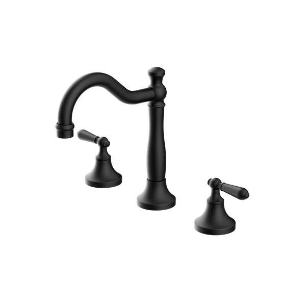 Nero York Basin Set With Metal Lever Matte Black