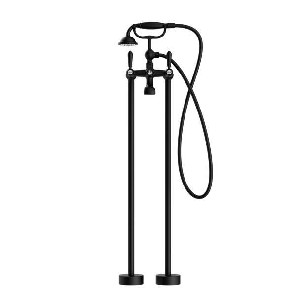 Nero York Freestanding Bath Mixer With Metal Hand Shower Matte Black