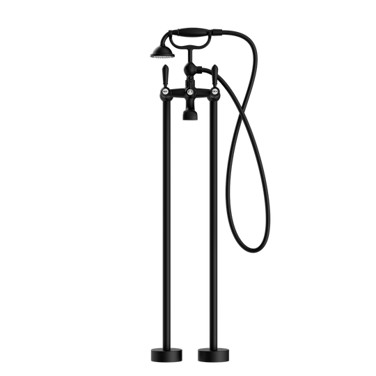 Nero York Freestanding Bath Mixer With Metal Hand Shower Matte Black