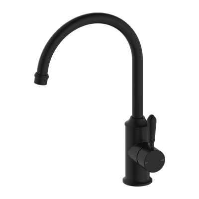 York Kitchen Mixer Gooseneck Spout with Metal Lever Matte Black