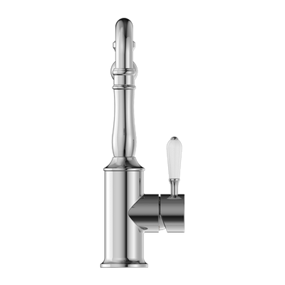 York Kitchen Mixer Hook Spout with White Porcelain Lever Chrome
