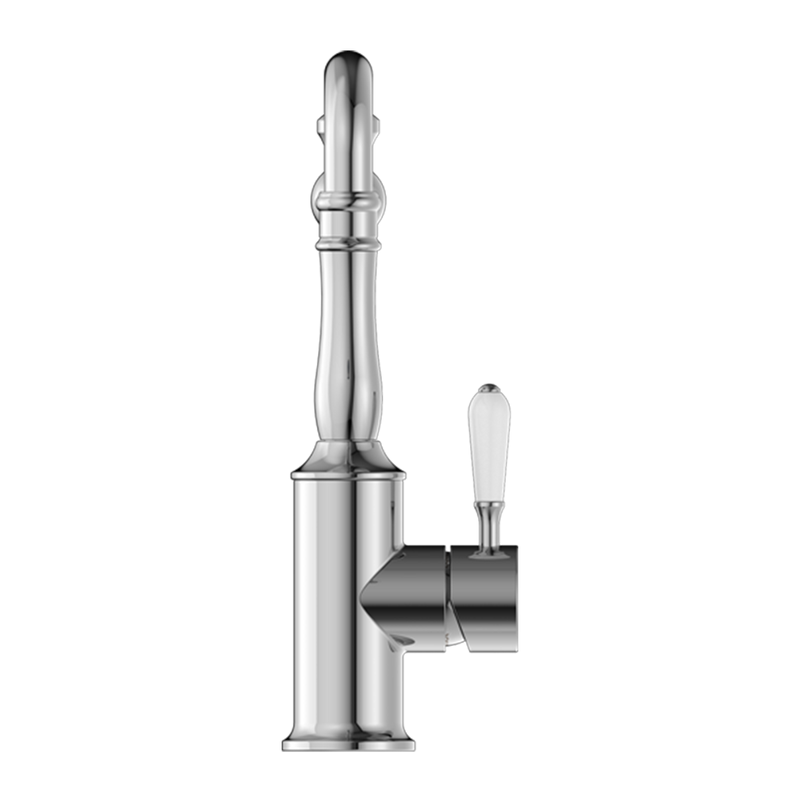 York Kitchen Mixer Hook Spout with White Porcelain Lever Chrome