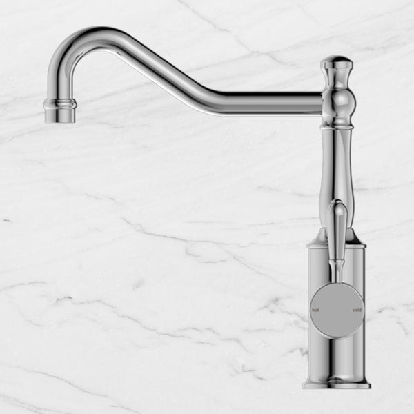 Nero York Kitchen Mixer Hook Spout with Metal Lever Chrome