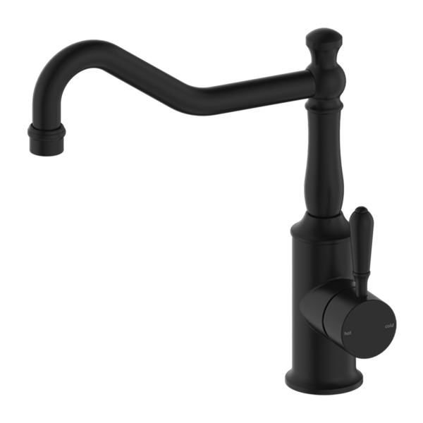 Nero York Kitchen Mixer Hook Spout with Metal Lever Matte Black