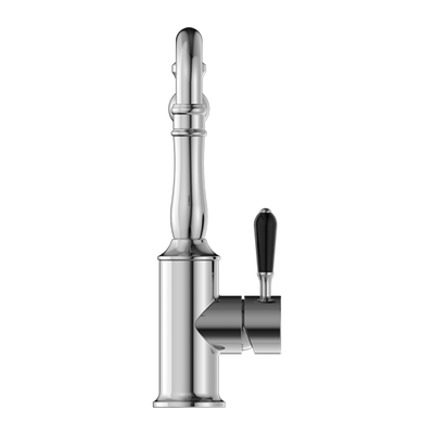 York Kitchen Mixer Hook Spout with Black Porcelain Lever Chrome