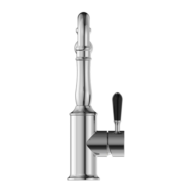 York Kitchen Mixer Hook Spout with Black Porcelain Lever Chrome