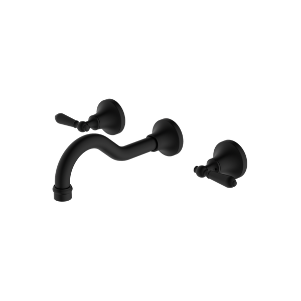 Nero York Wall Basin Set With Metal Lever Matte Black