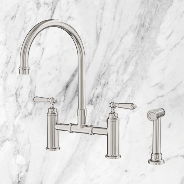Nero York Bridge Pull Out Kitchen Set With Hand Spray Brushed Nickel