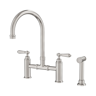 Nero York Bridge Pull Out Kitchen Set With Hand Spray Brushed Nickel